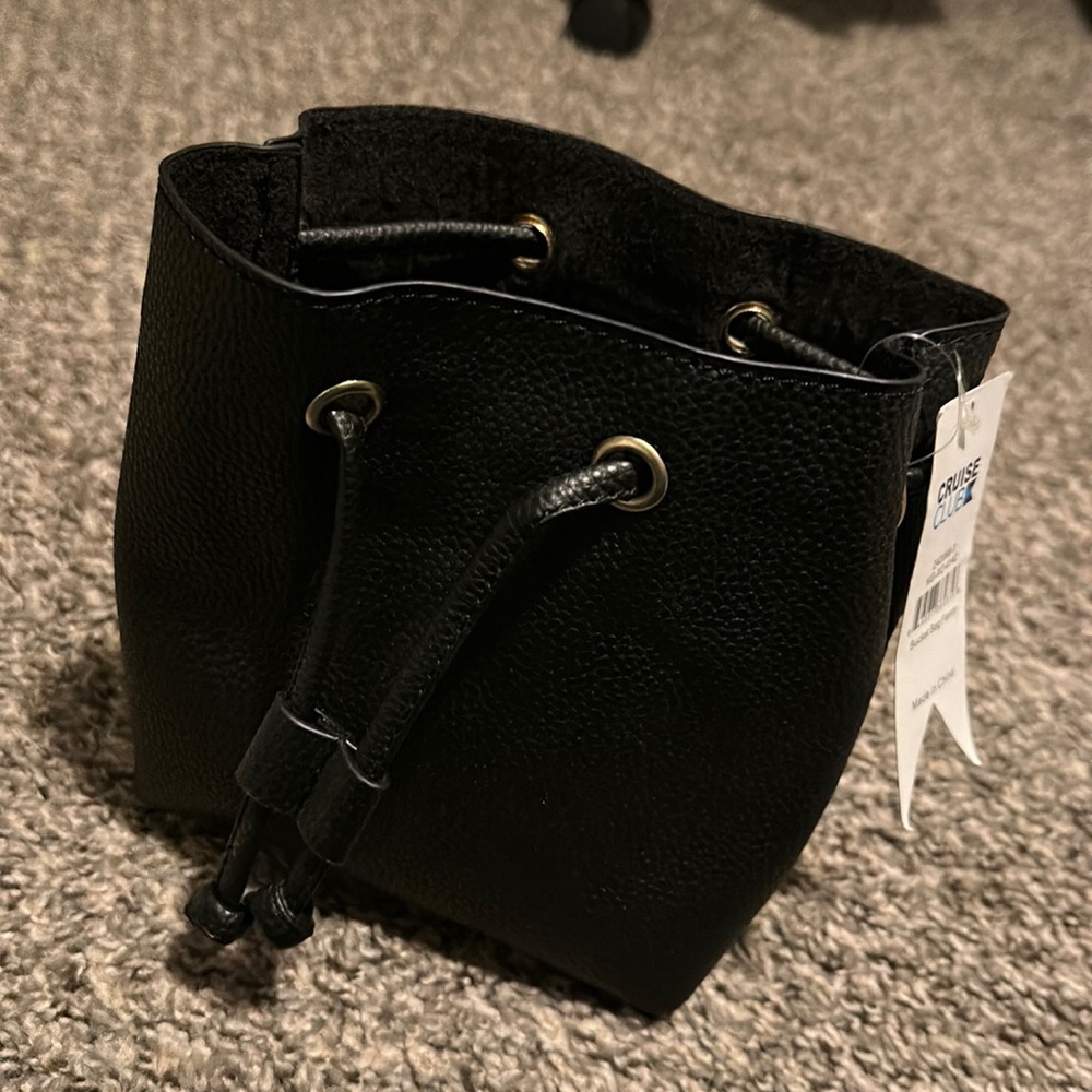 Small black bucket bag